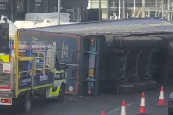 Two treated after Garrison Circus accident as overturned lorry causes traffic chaos