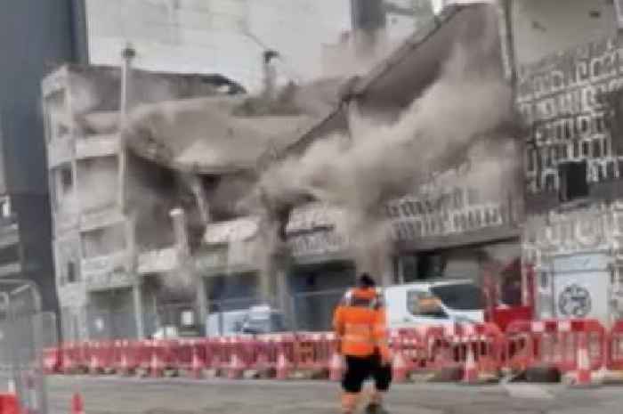 Dramatic video captures Glasgow building collapsing as workman flees rubble