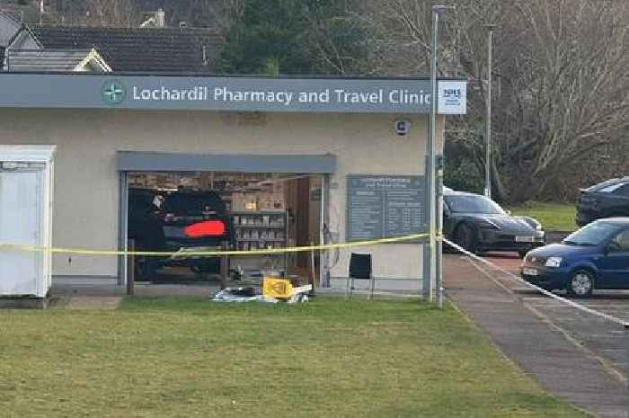 Woman rushed to hospital after car ploughs into Scots pharmacy