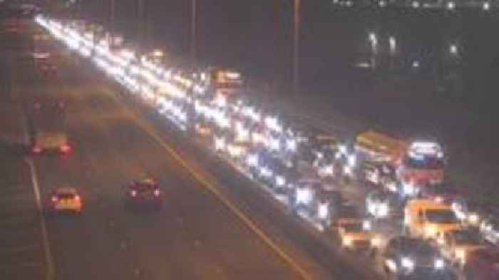 M1 in Belfast closed after multi-vehicle crash