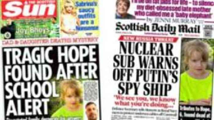 Scotland's papers: Tributes to 'bubbly' Hope and Russian 'spy ship'