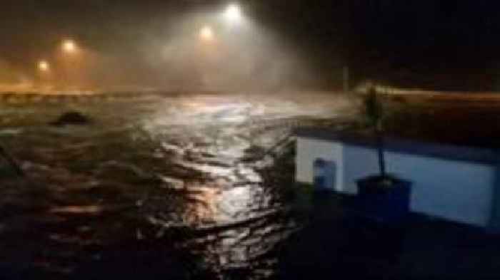 CCTV footage shows flooding outside Galway aquarium