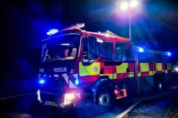 Firefighters tackle huge fire in village for four hours during height of Storm Eowyn