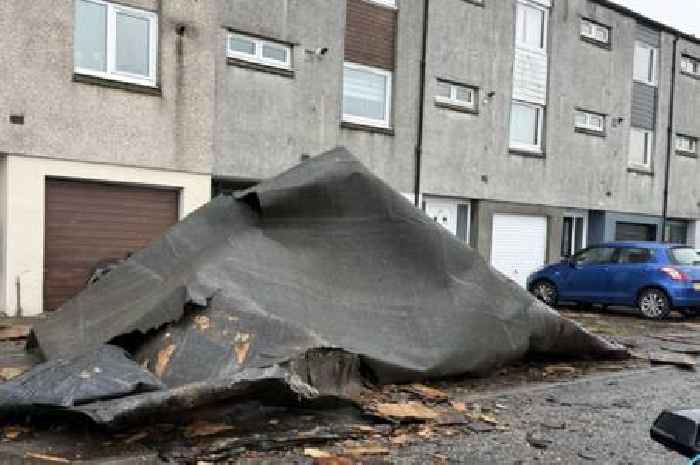 Storm Éowyn rips roof off building and lands on car in Scots town