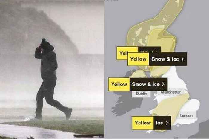 Met Office issues full list of snow, ice and wind warnings for today