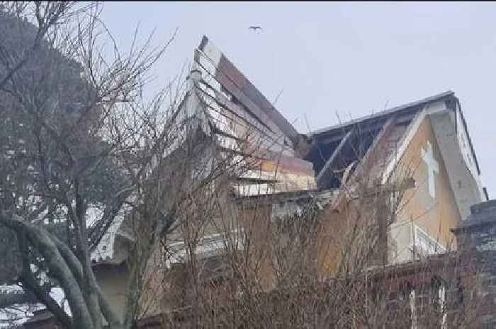 Gyllyngdune Chapel roof blown off as Cornwall battered by gales and rain