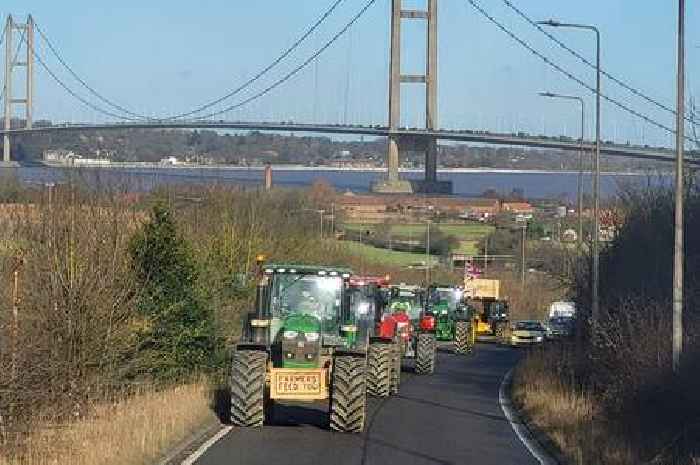 Farmers protest Inheritance Tax with tractor rally at Humber Bridge