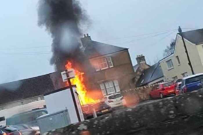 Car bursts into flames with family inside at Scots car park