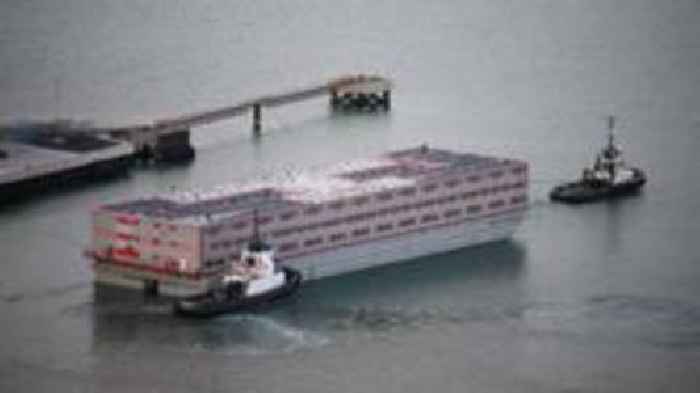 Asylum seeker barge Bibby Stockholm leaves port