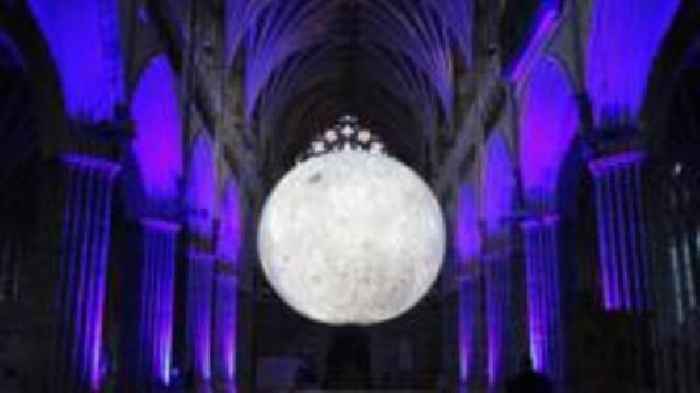 Giant moon sculpture returns to Exeter Cathedral