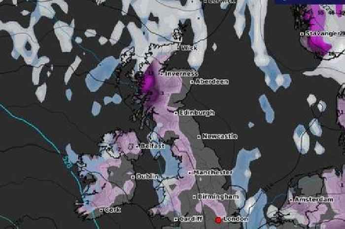 New weather maps turn purple as snow and freezing temperatures forecast to hit UK