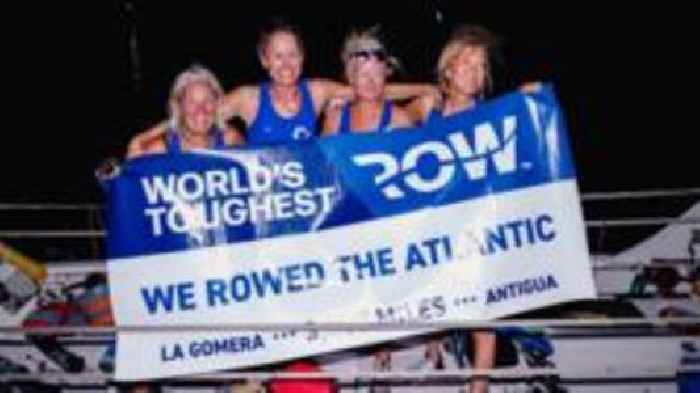 Rowers celebrate winning Atlantic race