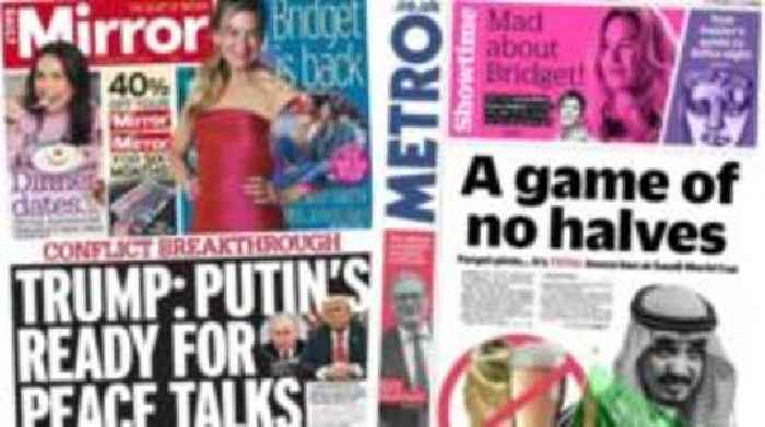 The Papers: Putin 'peace talks' and a 'game of no halves'