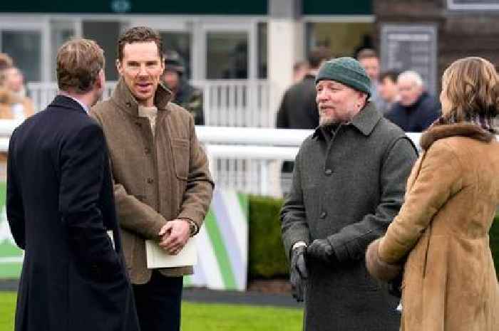 Benedict Cumberbatch and Rosamund Pike spotted filming Guy Ritchie film at Surrey race track