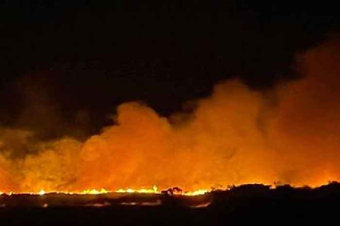 Huge fire engulfs hillside near famous Welsh resort with flames seen for miles around