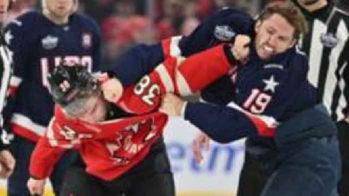 USA V Canada ice hockey game turns ugly as anthem booed and three fights in nine seconds