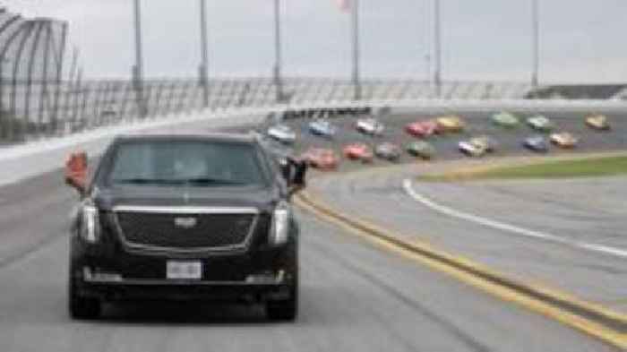 Watch: Trump's motorcade drives lap of Daytona 500 racetrack