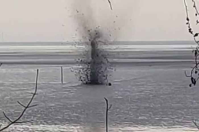 Watch moment World War Two bomb is blown up after being discovered on Scots beach