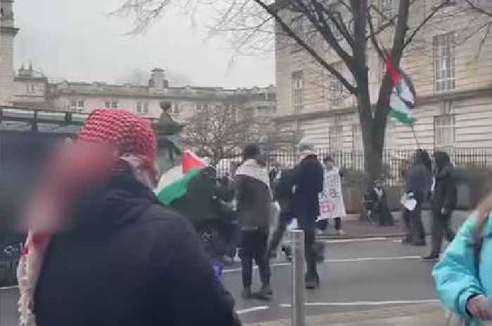 Van filmed apparently driving into protesters in Cardiff