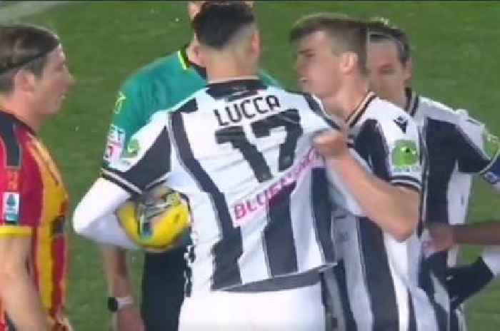 Italy star confronted by fuming Udinese teammates after striker defies boss with penalty kick antics