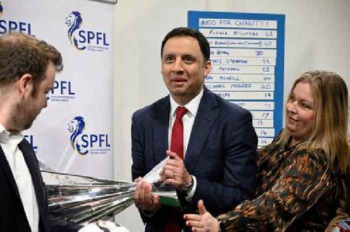 Scottish Labour leader Anas Sarwar fumbles SPFL trophy during conference stunt