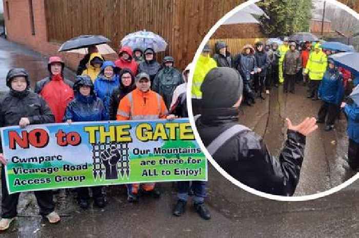 Residents stage protest against homeowner who cut off community with huge security gates