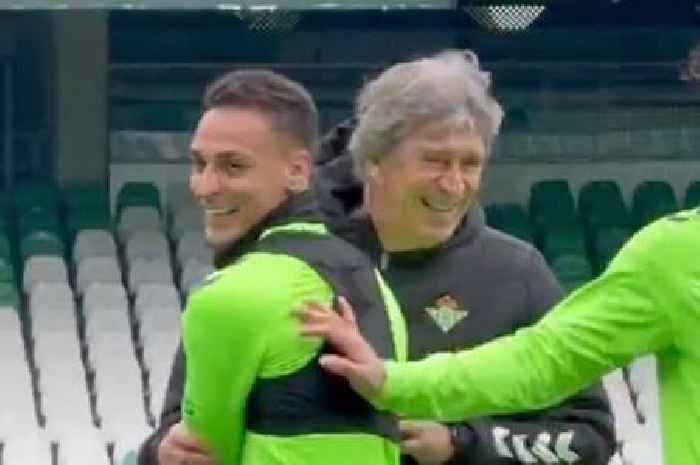 Antony celebrates with Real Betis team-mate after Man Utd flop's red card is overturned