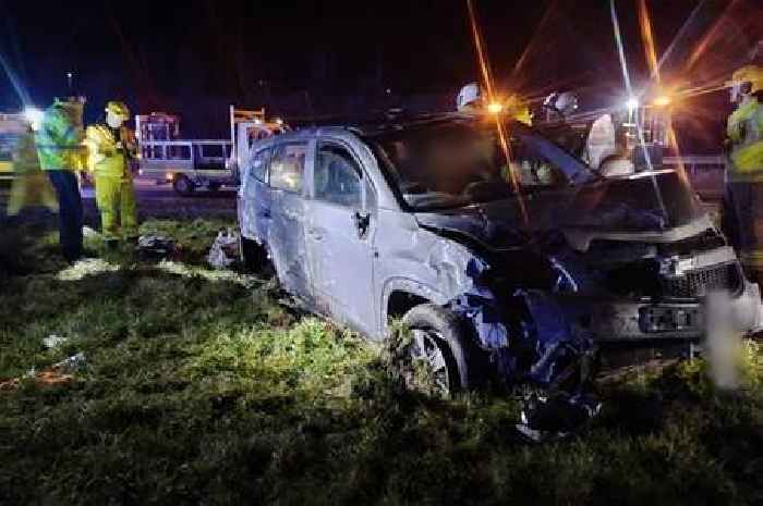 Arrest after car destroys several road signs in crash