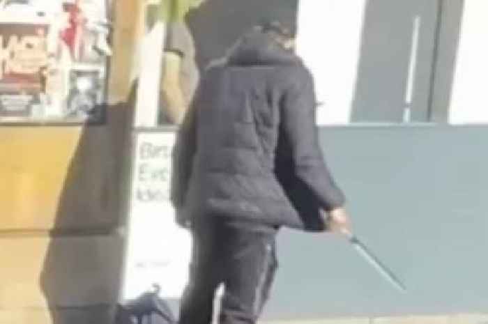 Photos appear to show man wielding a machete in broad daylight in Nottingham city centre street