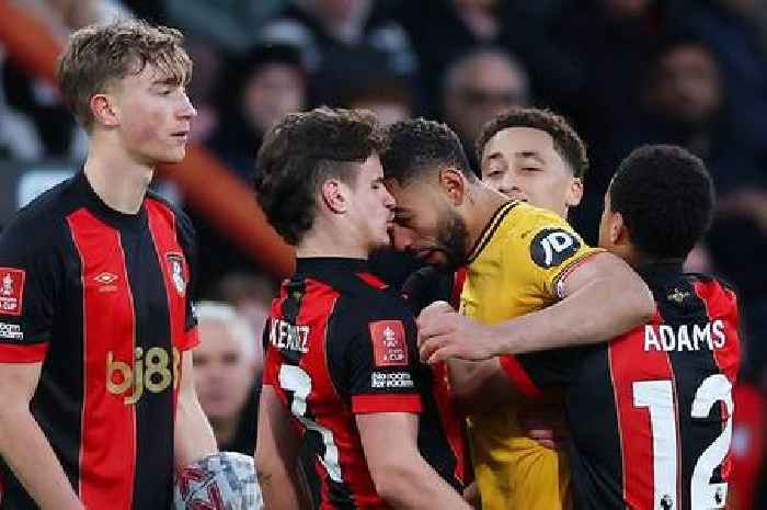 Matheus Cunha restrained by Wolves staff after wild red card for punch, kick and headbutt