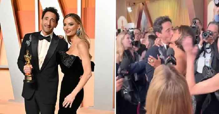 How Adrien Brody's Girlfriend Georgina Chapman Reacted to Halle Berry Unexpectedly Kissing Him at 2025 Oscars