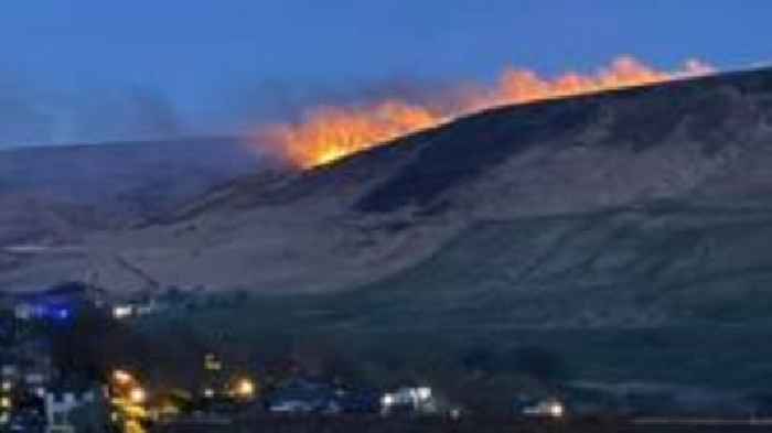 Large blaze breaks out on moorlands near village