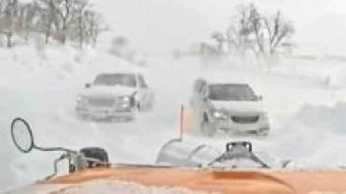 'You literally cannot see' - blizzard causes chaos in Iowa