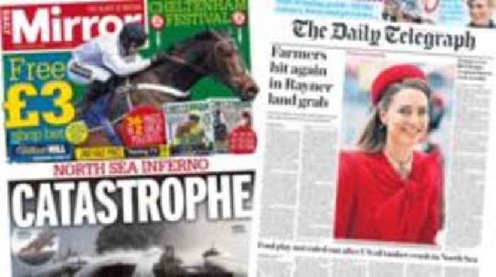 The Papers: North Sea 'catastrophe' and beaming Kate pictured