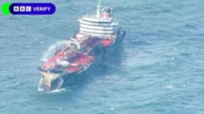 BBC Verify examines moments before cargo ship and oil tanker collision