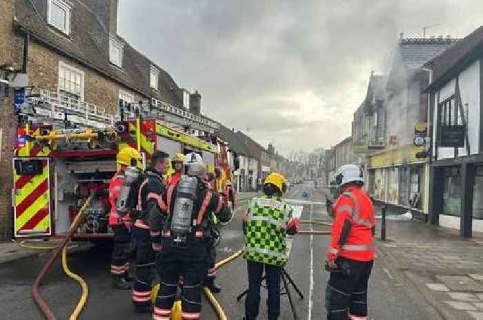 Live updates as fire in Cambridgeshire town closes main road