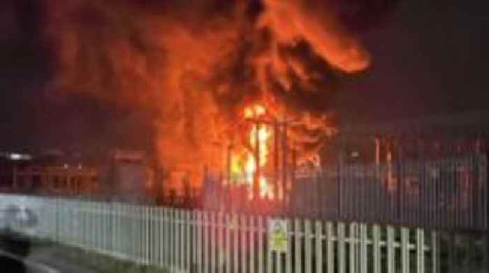 Watch: Large fire breaks out at substation near airport