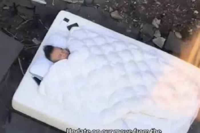 Woman wakes up to find man has set up bedroom in back garden