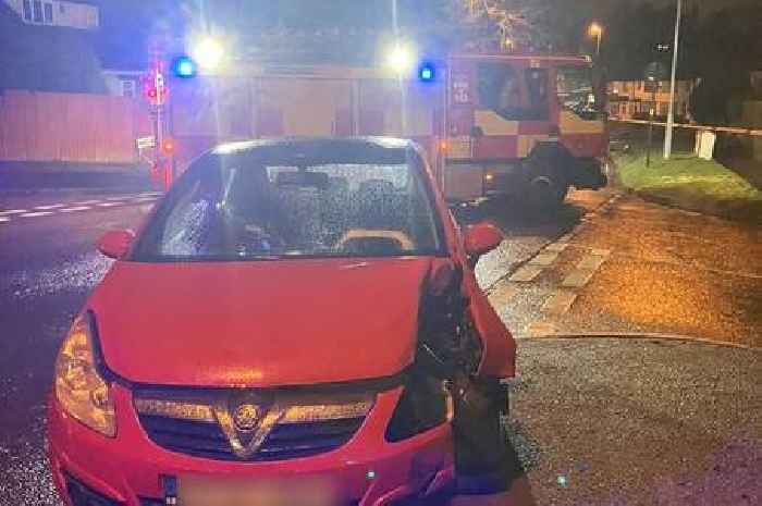 Car driver crashes into Birmingham telegraph pole then flees the scene