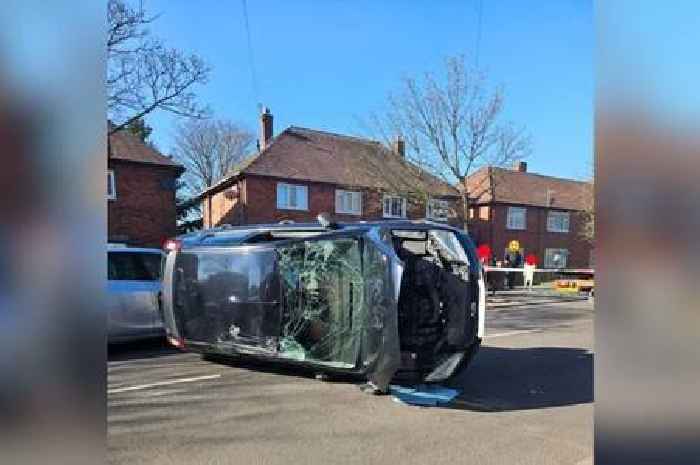 Car ends up on its side in Bentilee chase after 'ramming' police