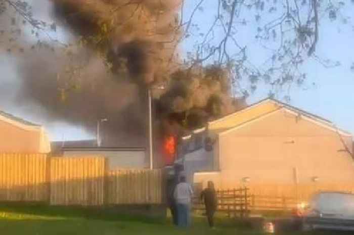 Fire causes house to 'fully collapse' as crews battle blaze for hours