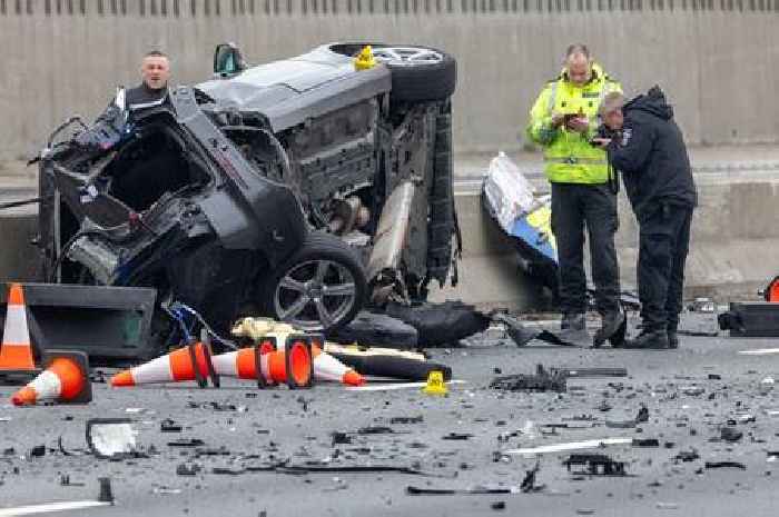 Seven police officers in hospital after horror motorway crash as pictures show extent of damage