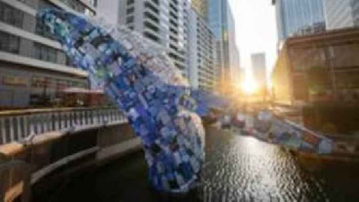 Canary Wharf 'whale' highlights scale of plastic waste