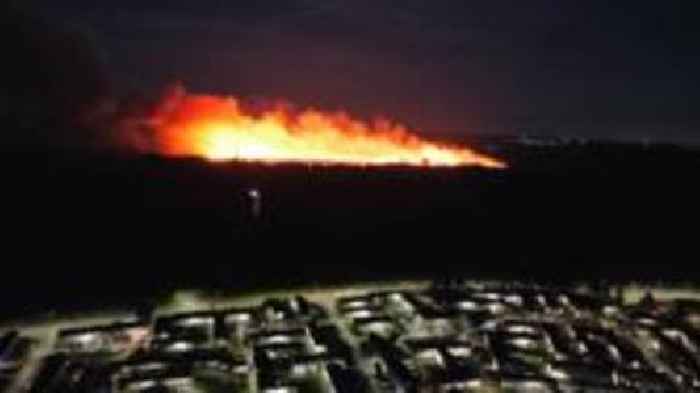 Drone footage shows wildfire blazing in the hills above Cumbernauld