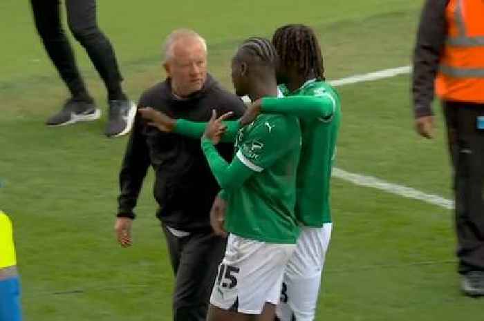 Sheffield United boss Chris Wilder clashes with Plymouth players in astonishing full time rammy