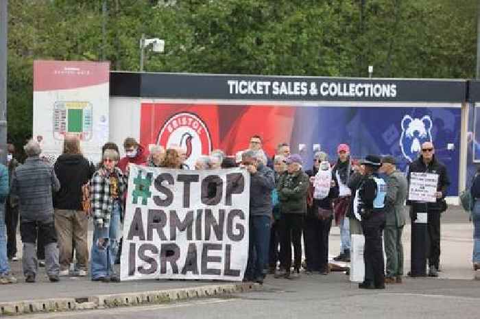 Live: Large police presence at protest against arms companies outside Ashton Gate