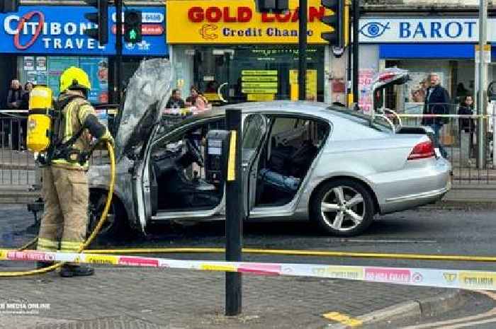 Live Leicester updates as car fire closes off road