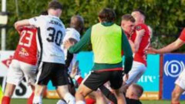 Ugly scenes at full-time after Larne seal second place with Glens draw