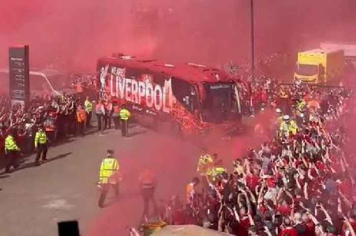Incredible scenes at Anfield as Liverpool team arrive through wall of red smoke