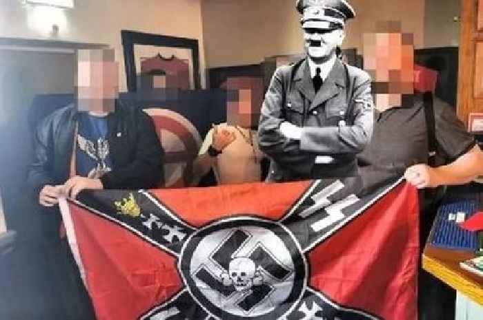 Neo-Nazis celebrate Adolf Hitler's birthday in UK pub with racist flags and swastika cake